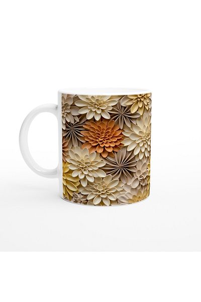 Luluyen Earth Tones Relief Floral Pattern Mug