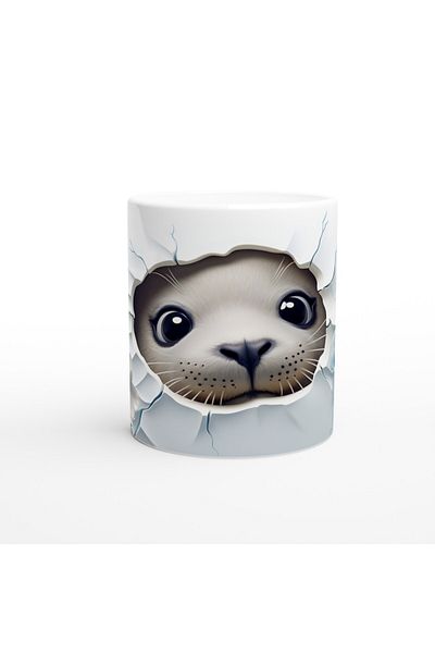 Luluyen Cute Seal Cub and Flower Patterned Underwater Themed Mug