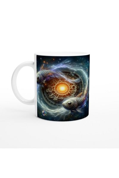 Luluyen Pisces Printed Coffee Mug - Wheels of Time Astrology Mechanism Vs2
