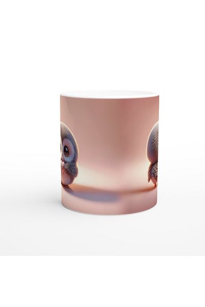 Luluyen Cute Owl Themed Printed Mug Cup Holding a Heart