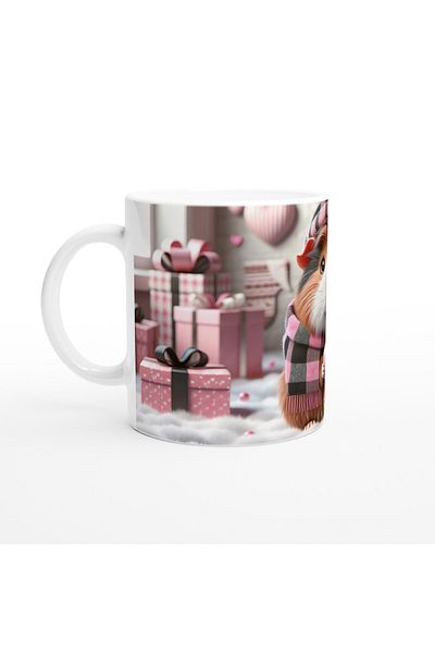 Luluyen Guinea Pig Themed Printed Mug with Heart Hat