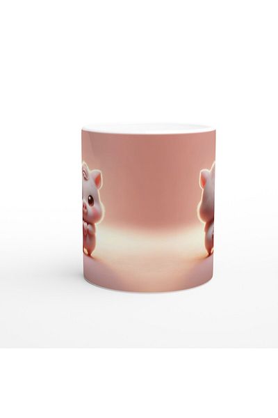 Luluyen Cute Piggy Holding a Heart Themed Printed Mug