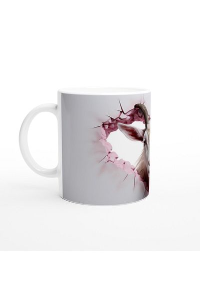 Luluyen Heart Shaped Goat Themed Printed Mug Cup Drilling the Wall