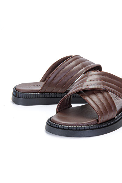 Vantaggio Мъжки чехли Trevo Brown от 100% естествена кожа