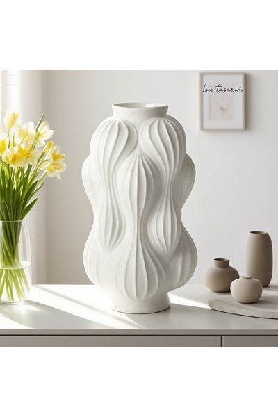 Lui Tasarım Modern Vase Decorative Stylish Scandinavian Nordic Style Ceramic XL Size 30 cm Large Vase