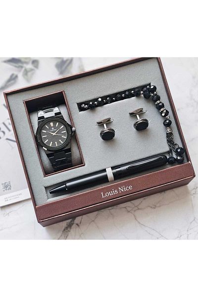 staınless steel Men's Stainless Steel Watch Set, 4 Pieces, Gift