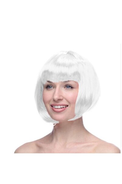 ForWhat Perucă albă și pufoasă pentru birou, acasă, birou, activități, spectacol, costum