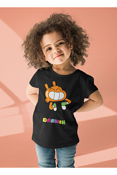 SEVBANO Tricou unisex cu desene animate Gumball cu imprimeu Darwin pentru cop...