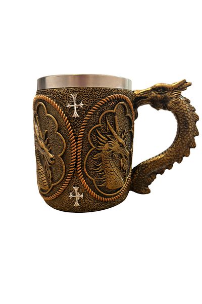 OEM Dragon’s Craft Mug – Halbă Rășină și Metal cu Mâner în Formă de Dragon