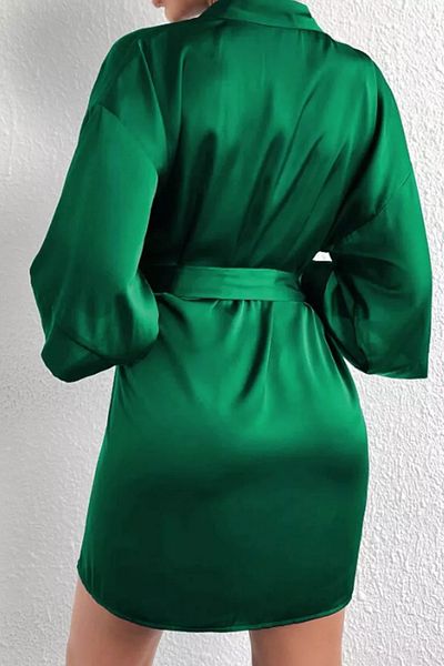 ZENCHES Satin Belted Mini Dressing Gown-Comfortable, Dowry