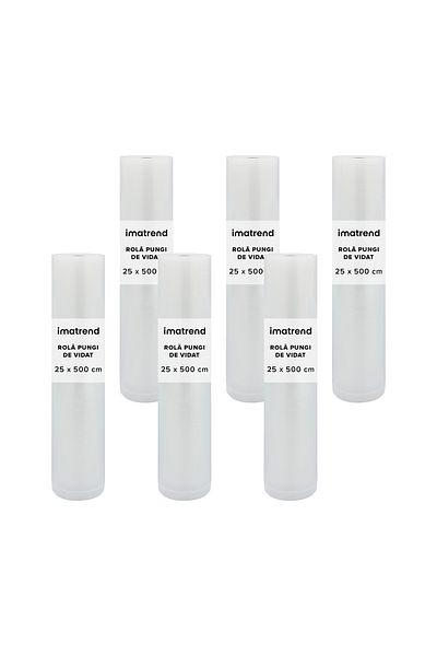 IMA TREND Set of 6 Rolls of Foil for Vacuum Sealer - 25x500cm, Universal, Durable
