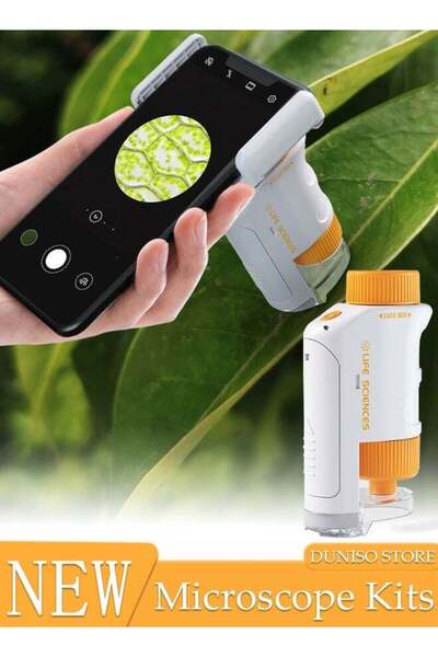 fun zone DUNISO Microscope Power LED Lighted Pocket Microscope Portable Microscope Handheld Microscope with 4