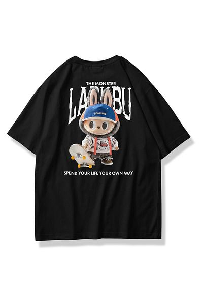 Trendiz Unisex Labubu Skate Tshirt Μαύρο