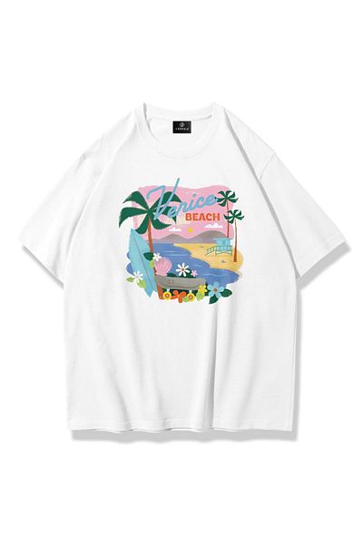 Trendiz Unisex Venice Beach Tshirt Λευκό