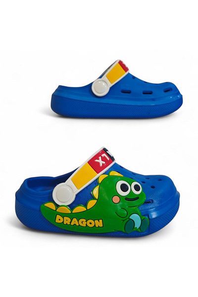 Calx 9043 Blue Crks Dinosaur Fifürlü Boy's Pool Beach Slippers