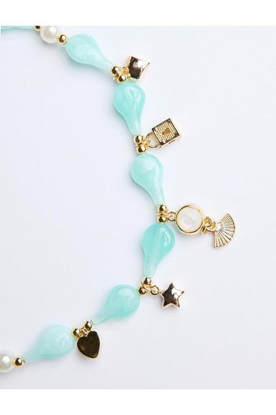 Jimmy Key Green Multiple Charm Detailed Adjustable Necklace
