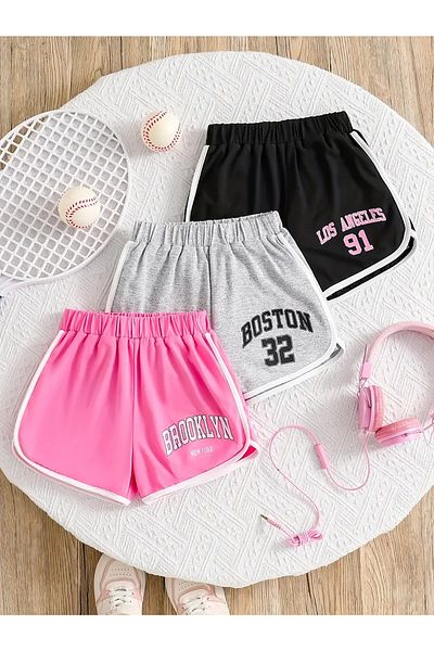 c.c.l. coccolin kids baby clup Girls' Piped Cotton 3 Pack Shorts Bermuda