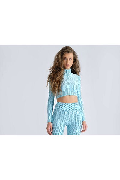 tessitura Crop zipper top 3D - Light Blue