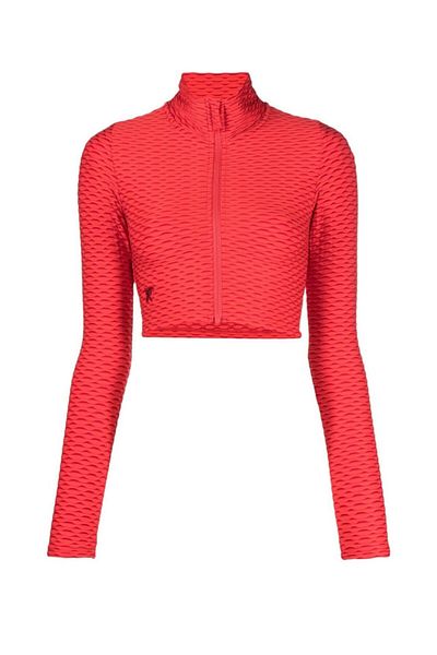 tessitura Crop zipper top 3D - Red