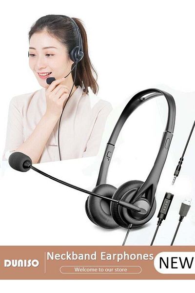 fun zone DUNISO Headsets with Microphone for Laptop, Wired Computer Headset