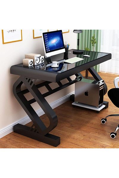 AGD High Quality Computer Desk Hollow Executive Desk, Modern Curved Desk Executive Desk for Bedroom,