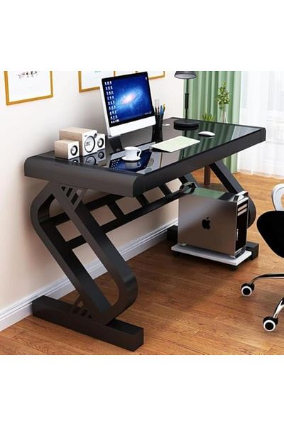 AGD High Quality Computer Desk Hollow Executive Desk, Modern Curved Desk Executive Desk for Bedroom,