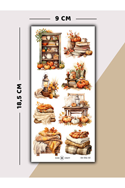 Else Craft 3'lü Cozy Sonbahar Temalı Sticker 4.06 - Ajanda Planlayıcı Bullet Journal İçin Uygundur