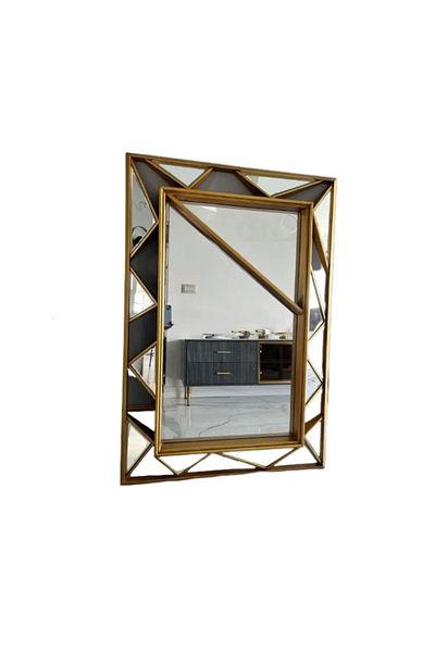 LUXXO Aneta Decorative Mirror, Rectangular, Antique Gold Frame, 110x75cm