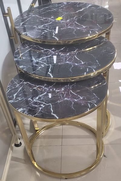 Türkiye Glass Nesting Round Coffee Table Set of 3 Modern Stacking End Side Tables Living Room Kitchen Office