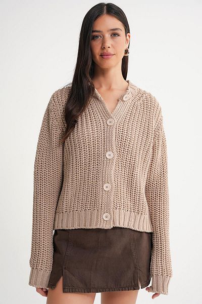 Mixray 6936 Women's Thessaloniki Buttoned Regular Fit Knitwear Cardigan Camel
