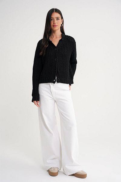 Mixray 6936 Women's Thessaloniki Buttoned Regular Fit Knitwear Cardigan Black