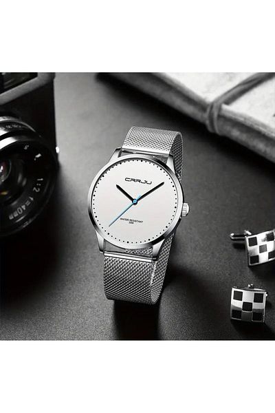CRRJU Watch Luxury Steel Men Wristwatch 3Atm Waterproof