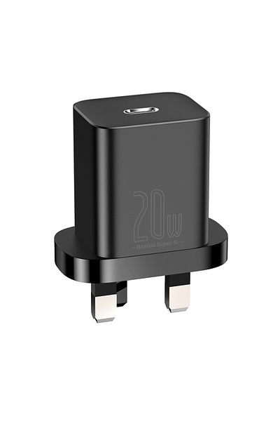 Baseus Type-C charger with UK Plug, Quick Charge 20W - Super Si (CCSUP-K01) - Black