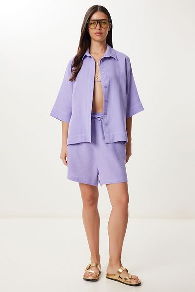 Lovelyİstanbul Muslin Shirt Shorts Set Ldp0064 Lila