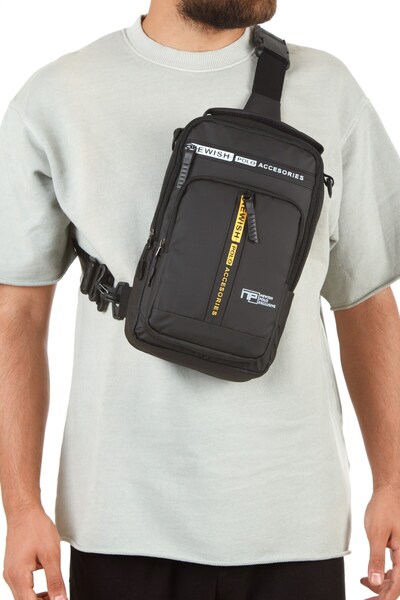 Newish Polo Men's Fabric Backpack Hand and Shoulder Bag Black - Yellow