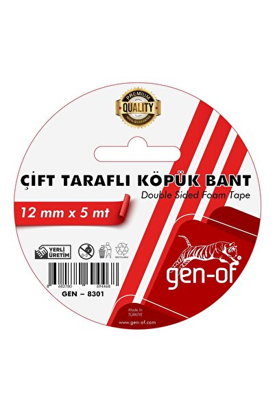 Gen-Of Çift Taraflı Köpük Bant 12x5 m (GEN-8301)