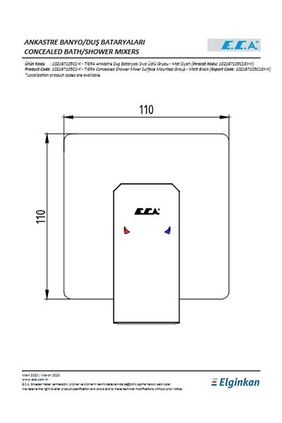 Eca Tiera Concealed Shower Faucet Surface Mounted Matte Black