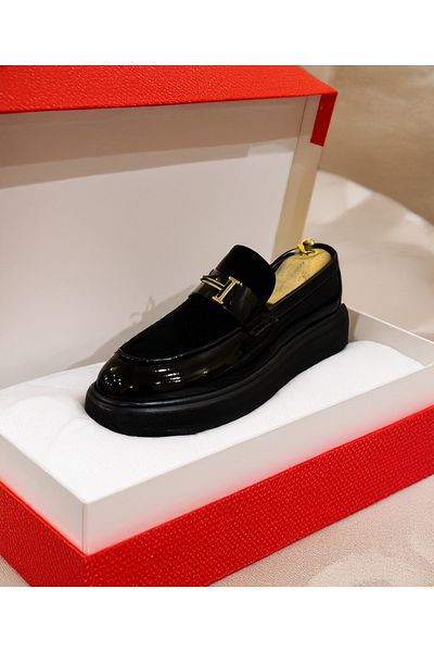 EXCLUSIVE STYLE Black velvet and eco-leather loafers - ASLAN