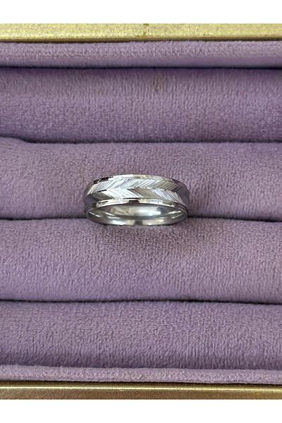 BY YASİN TOPÇU Silver Leaf Steel Ring (17 Sizes)