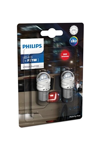Philips Σετ 2 κόκκινων LED φώτων φρένων P21W Ultinon Pro3100 SL για αυτοκίνητα