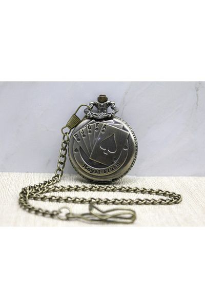 ForWhat Gift Game Card Motif Chain Watch for Office Home Office Man
