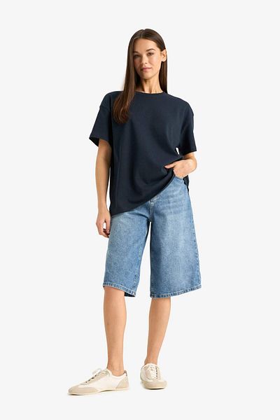 DeFacto Oversize Wide Fit Crew Neck Basic Plain Short Sleeve T-Shirt E4935Ax25Au