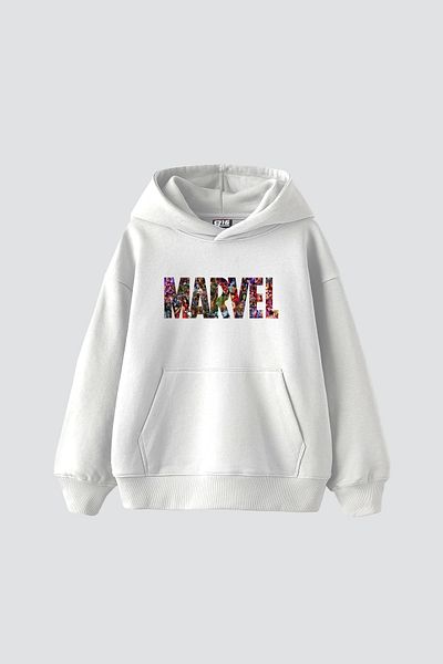 Sekizbiraltı Λευκό φούτερ με στάμπα Mrvl Oversize Unisex