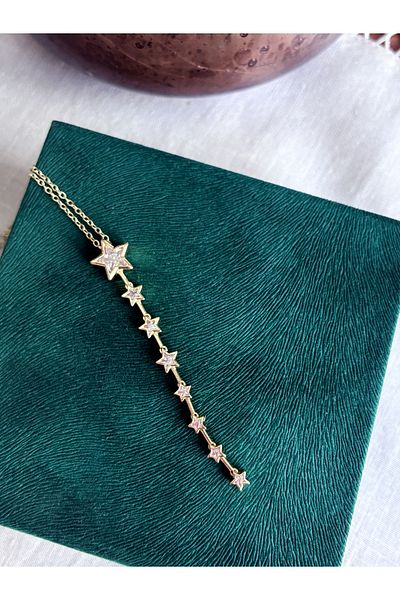 Miltonia Baguette Star Y Steel Necklace