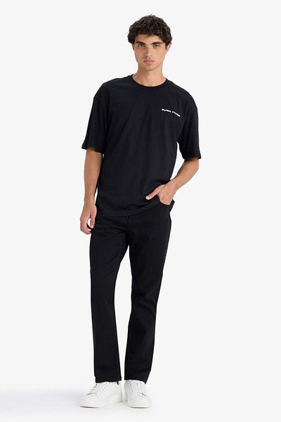 DeFacto 100% Cotton Boxy Fit Crew Neck Back Printed Short Sleeve T-Shirt F8327Ax25Au