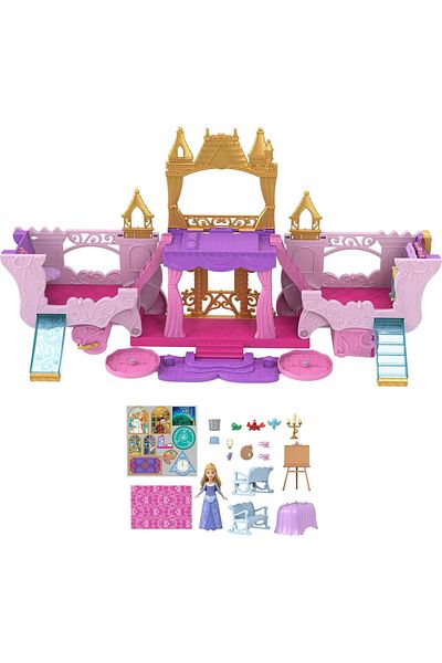 mattel Disney Princess Small Doll - Carriage to Castle 2-in-1 Playset HWX17