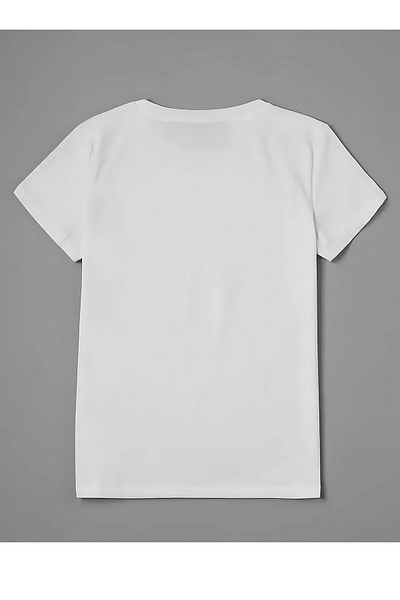 ELFAMİ Basic T-Shirt with Leopard Patterned Ribbon Detail