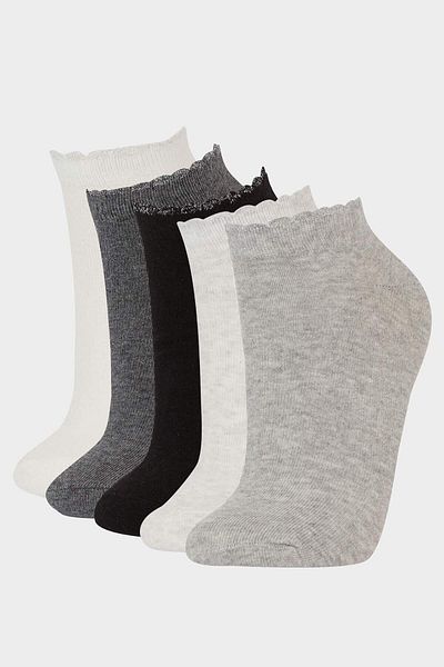 DeFacto Women's 5-Piece Cotton Booties Socks F5626Axns