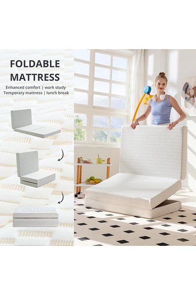 Comfy Premium Quality American Satin Quilted Medicated Folding 180 x 90 x 7cm White Mattress