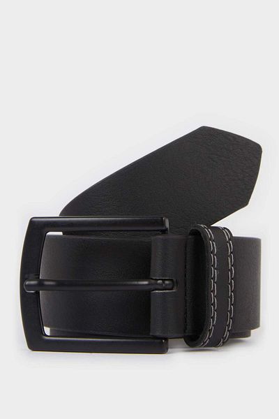 DeFacto Men's Rectangular Buckle Faux Leather Casual Belt F6804Axns